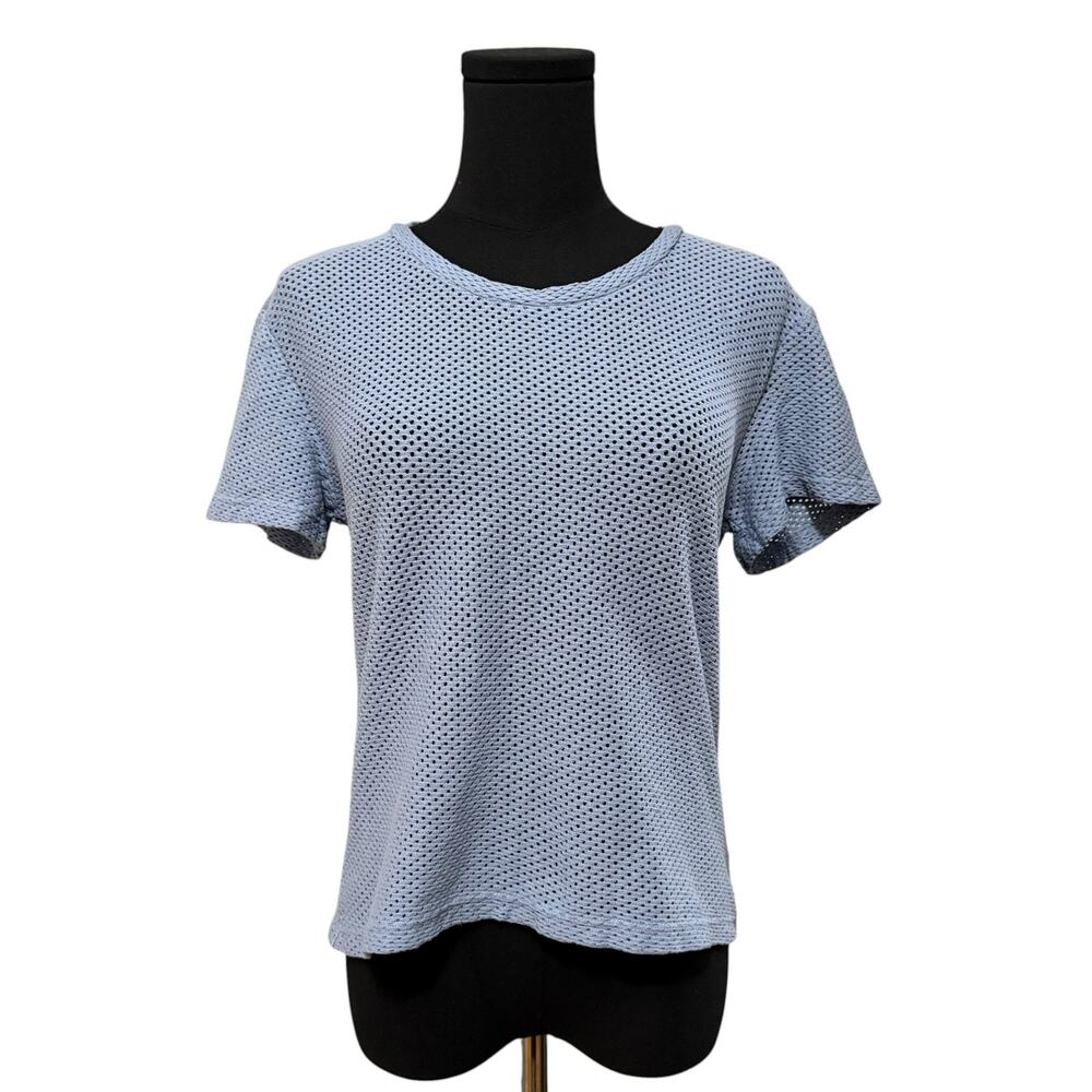 JUNGMAVEN Carmen Mesh Cropped Tee T-Shirt Hemp Organic Cotton Blue Small